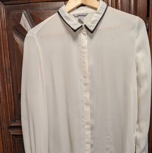 H&M Ivory Blouse with Dark Trim